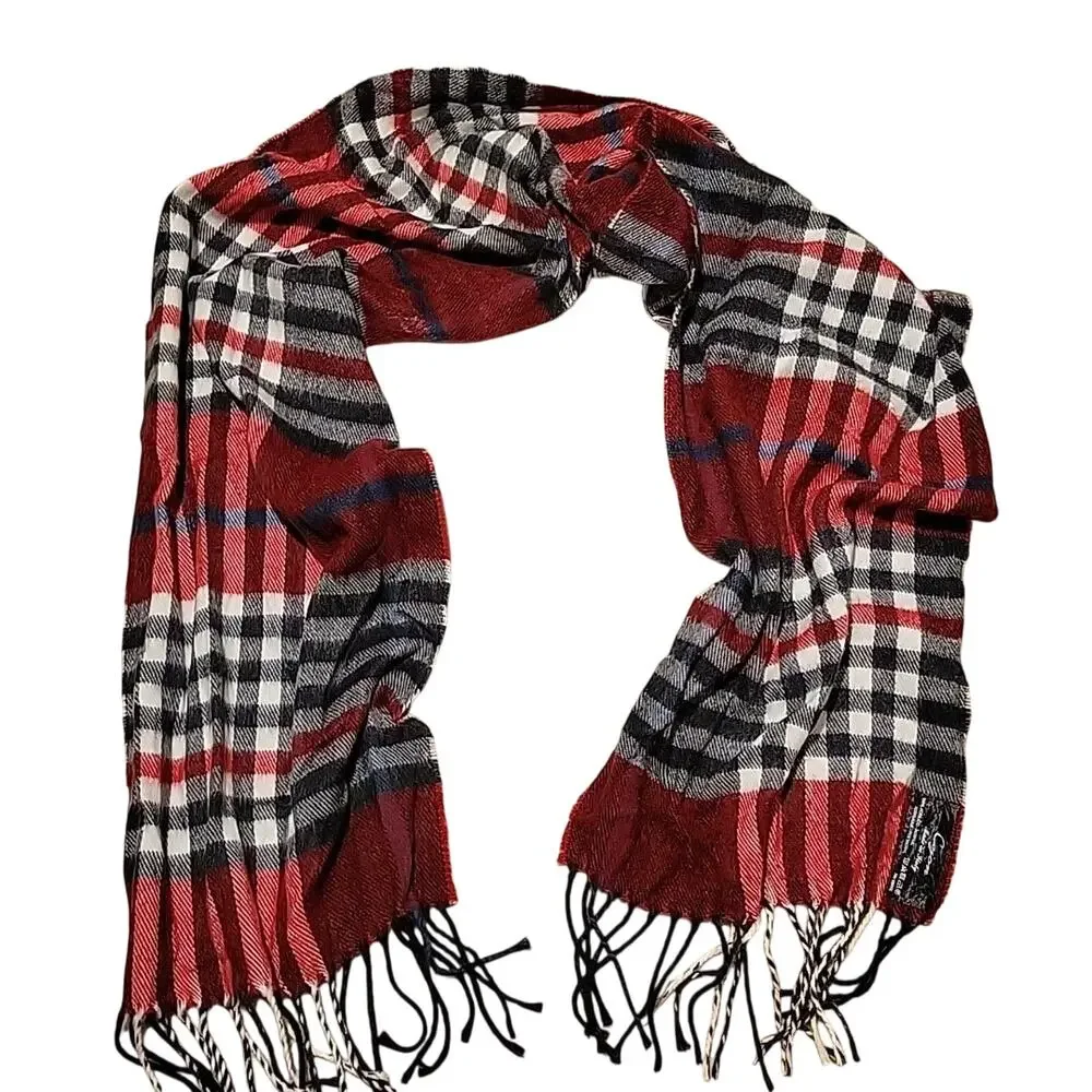 Cejon Plaid Tartan Scarf Wrap Italian Preppy Unisex Oblong Fringe Luxury